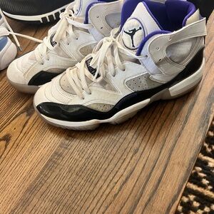 Jordan High-Top Sneakers in White, Black, and Purple